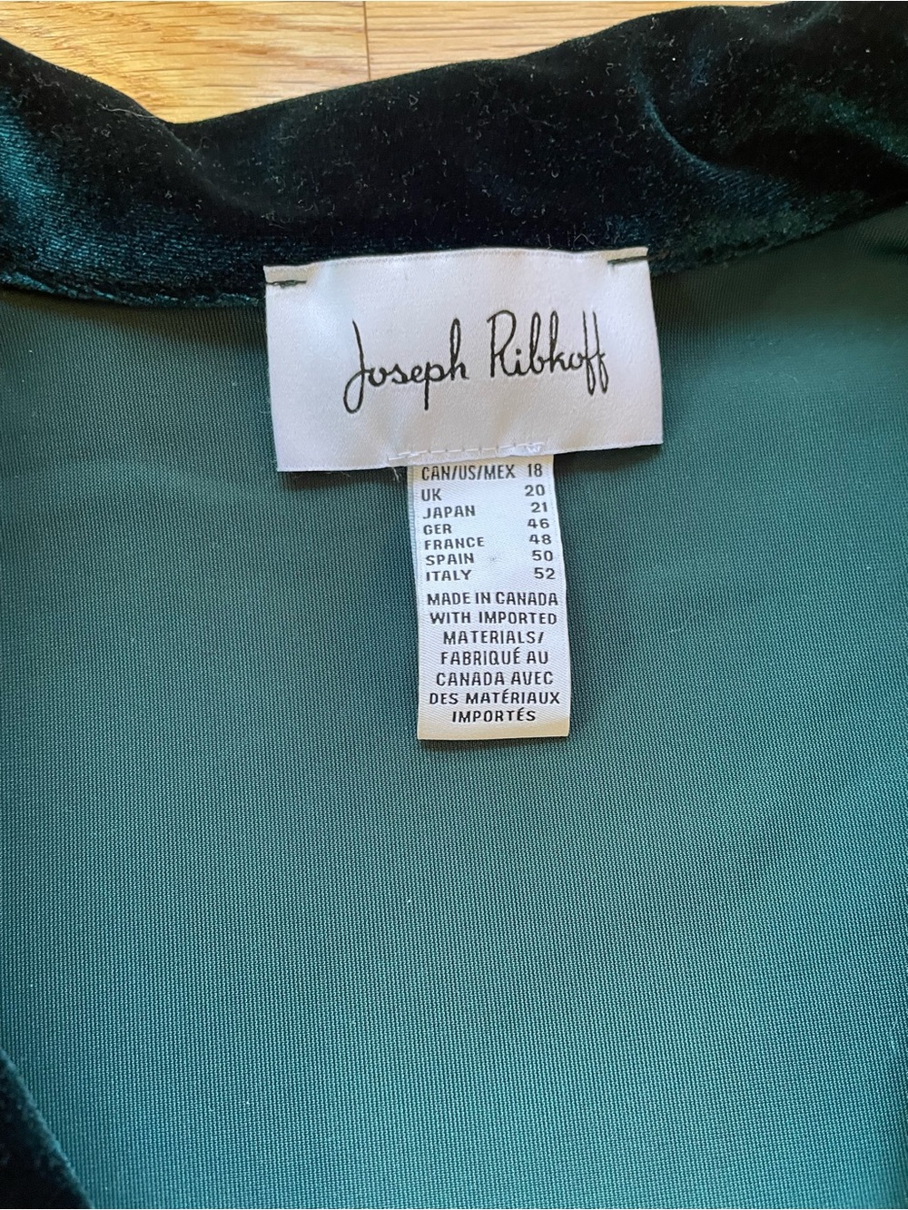 Joseph Ribkoff Green Velvet Single-Button Blazer - Picture 2 of 8